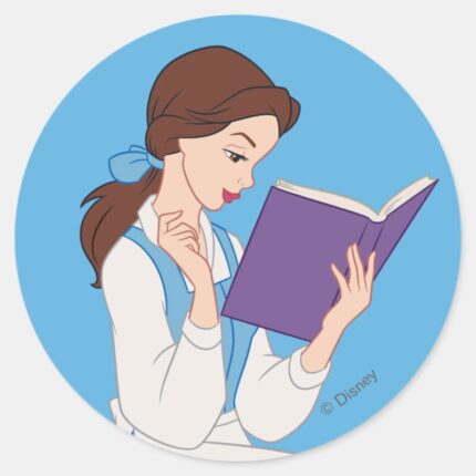 Belle In A Book Classic Round Sticker