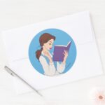 Belle In A Book Classic Round Sticker