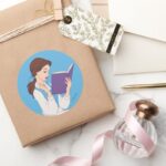 Belle In A Book Classic Round Sticker