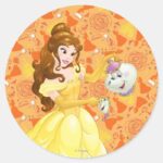 Belle With Mrs. Potts And Chip Classic Round Sticker