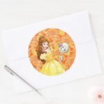 Belle With Mrs. Potts And Chip Classic Round Sticker