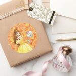 Belle With Mrs. Potts And Chip Classic Round Sticker