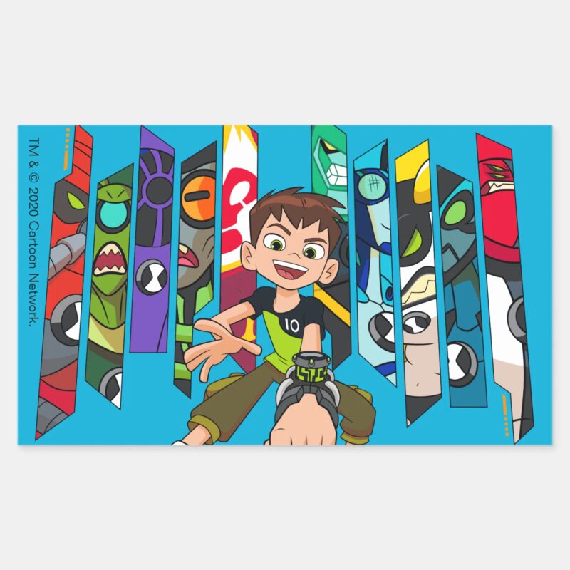 Ben 10 Alien Collection Graphic Rectangular Sticker Ben 10 Alien Collection Graphic Rectangular Sticker
