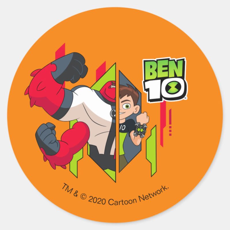 Ben 10 Four Arms DNA Transformation Classic Round Sticker