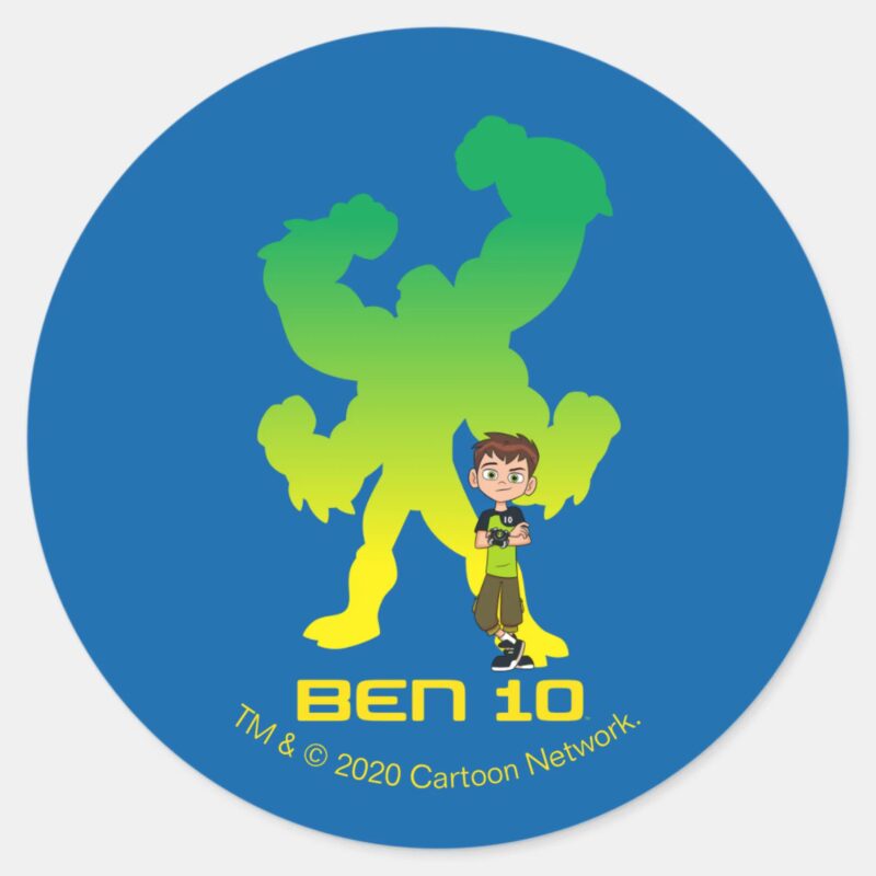Ben 10 Four Arms Shadow Classic Round Sticker Ben 10 Four Arms Shadow Classic Round Sticker