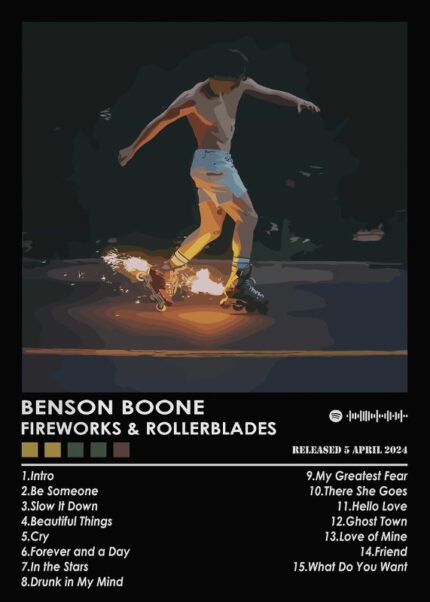 Benson Boone Fireworks And Rollerblades Music Poster