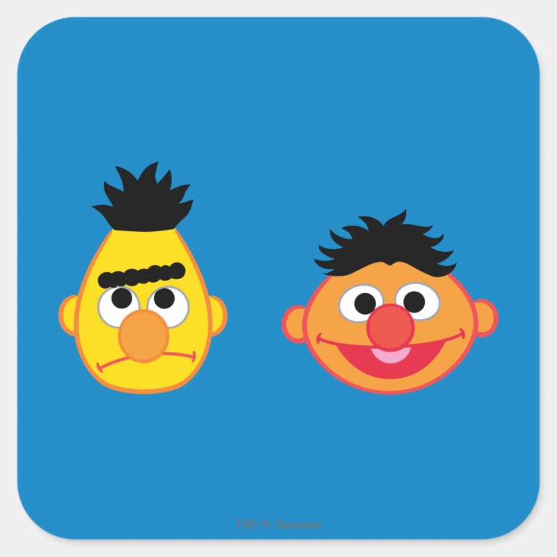 Bert Ernie Emojis Square Sticker Bert Ernie Emojis Square Sticker