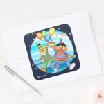Bert And Ernie Birthday Balloons Square Sticker