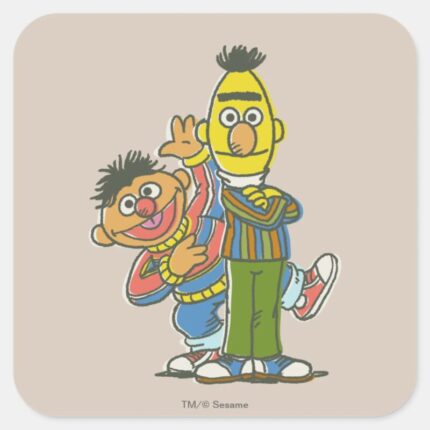 Bert And Ernie Classic Style Square Sticker