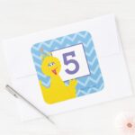 Big Bird Party Chevron Pattern Square Sticker