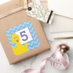 Big Bird Party Chevron Pattern Square Sticker