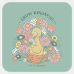 Big Bird Grow Kindness Floral Graphic Square Sticker