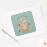 Big Bird Grow Kindness Floral Graphic Square Sticker