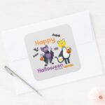 Big Bird And Count Happy Halloween Square Sticker