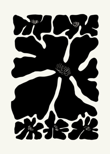 Black Flower Silhouette Poster