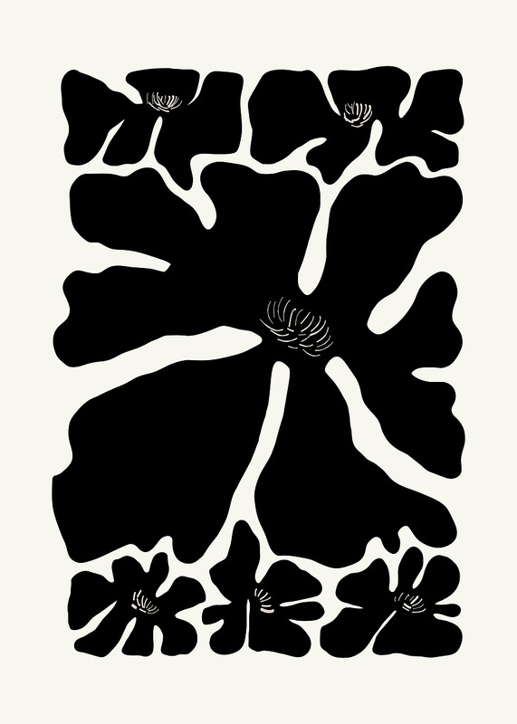 Black Flower Silhouette Poster