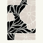 Black White Compressed Floral Art Print Poster