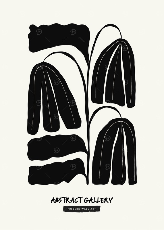 Black And White Abstract Floral Art Poster