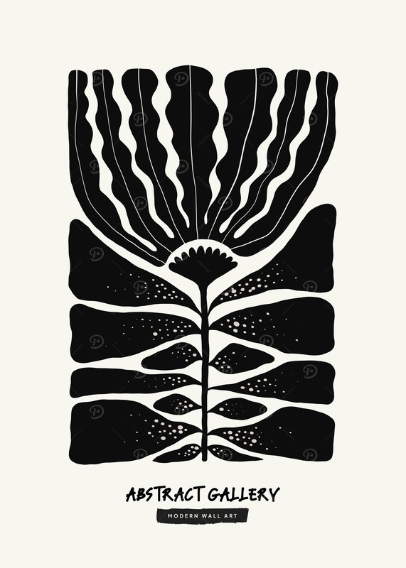 Black And White Abstract Flower Poster