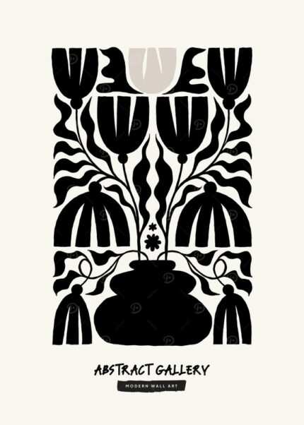 Black And White Floral Art Poster