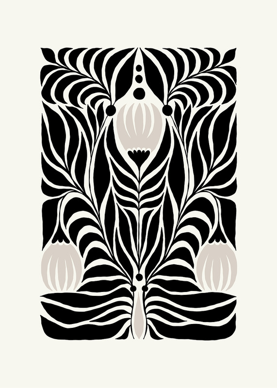 Black And White Floral Art Print Poster