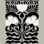 Black And White Floral Art Brown Poster