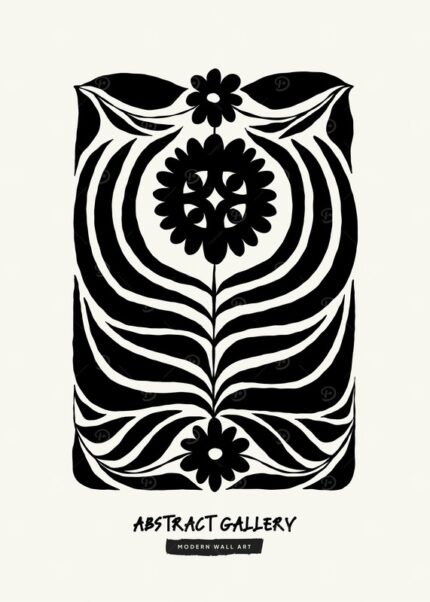 Black And White Floral Art Flowers Poster