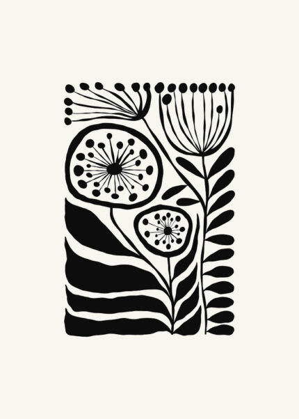 Black And White Floral Art Minimal Poster