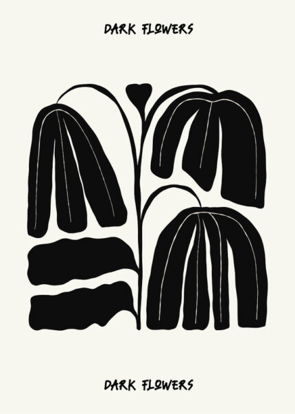 Black And White Floral Art Simple Tulips Poster