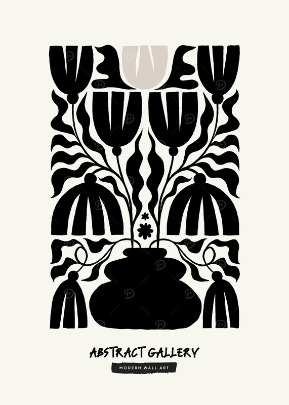 Black And White Floral Art Poster