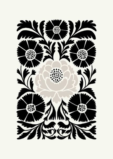 Black And White Floral Design Poster