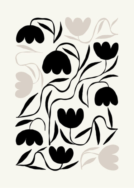 Black And White Rose Floral Print Poster