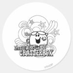 Black White Little Miss Chatterbox Classic Round Sticker