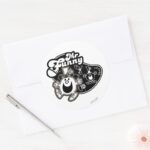 Black White Mr. Funny Classic Round Sticker