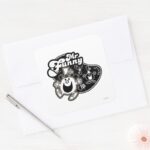 Black White Mr. Funny Square Sticker
