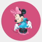 Blue Minnie Curtseying Classic Round Sticker