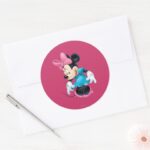 Blue Minnie Curtseying Classic Round Sticker