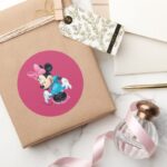 Blue Minnie Curtseying Classic Round Sticker