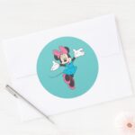 Blue Minnie Jumping Classic Round Sticker