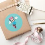 Blue Minnie Jumping Classic Round Sticker