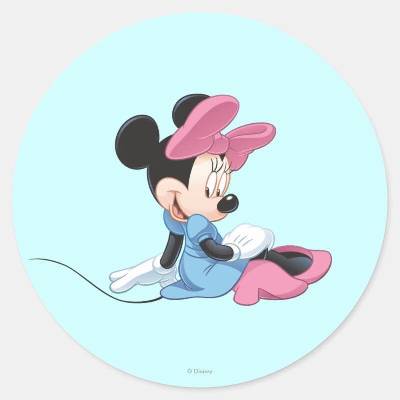 Blue Minnie Sitting Classic Round Sticker