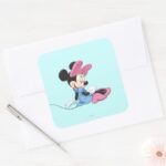 Blue Minnie Sitting Square Sticker