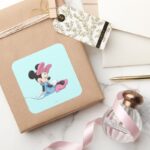 Blue Minnie Sitting Square Sticker