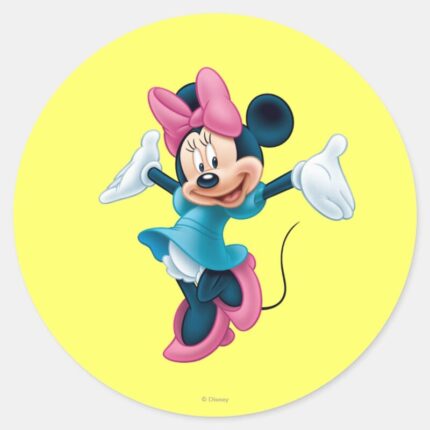 Blue Minnie Welcoming Hands Up Classic Round Sticker