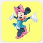 Blue Minnie Welcoming Hands Up Square Sticker