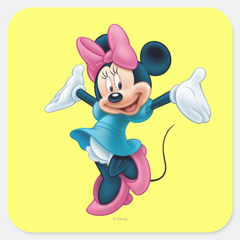 Blue Minnie Welcoming Hands Up Square Sticker