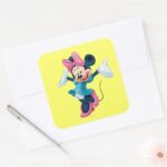 Blue Minnie Welcoming Hands Up Square Sticker