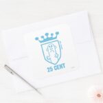 Blue Mr. Mean Crest Crown Square Sticker