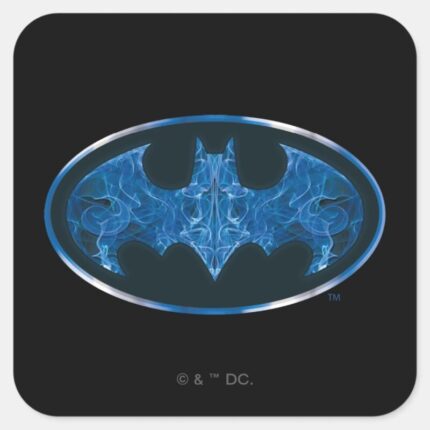 Blue Smoke Bat Symbol Square Sticker