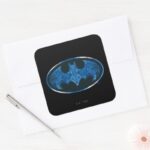 Blue Smoke Bat Symbol Square Sticker